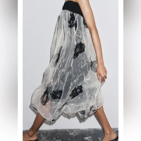 Zara ZW Collection Printed Organza Dress - Picture 3 of 7